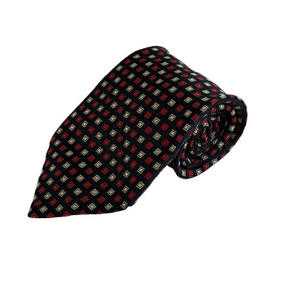 BALLY Italian Neck Tie Mens 60" Classic Silk Red Blue Geometric Fashion Italy - Picture 1 of 6